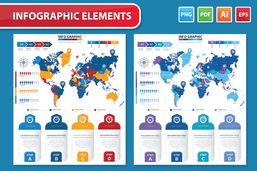 Premium Map Infographic Design  Free Download