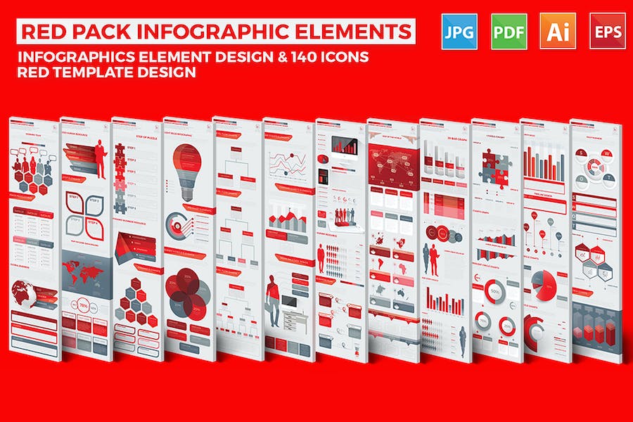 Premium Red Pack Infographics Design  Free Download