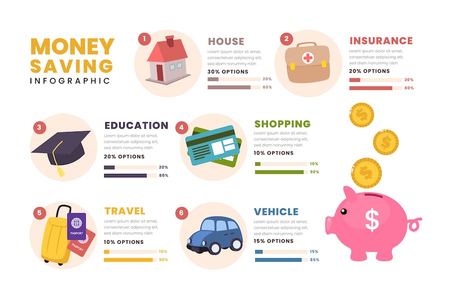Premium Money Saving Investment Infographic  Free Download