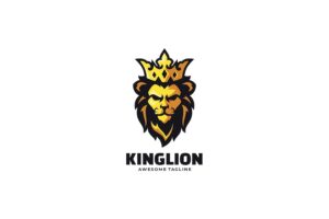 Banner image of Premium King Lion Simple Mascot Logo  Free Download