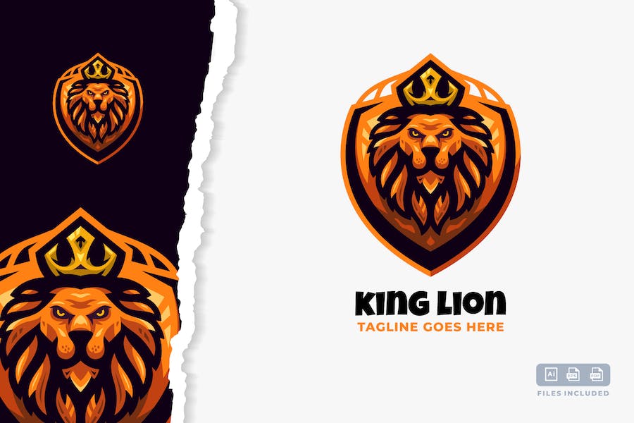 Premium King Lion Logo Template  Free Download