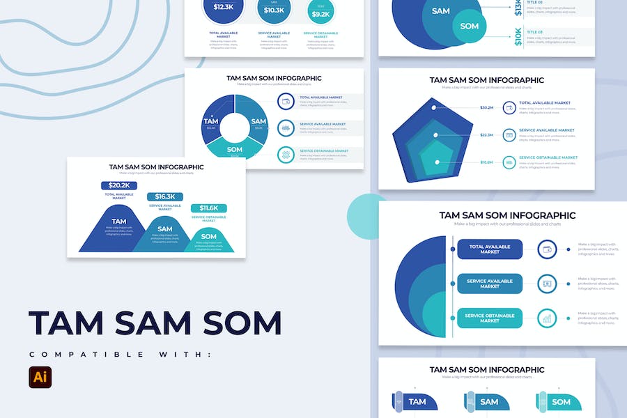 Premium Business TAM SAM SOM Illustrator Infographics  Free Download