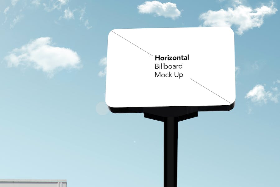 Premium Rounded Horizontal Billboard Mock Up  Free Download