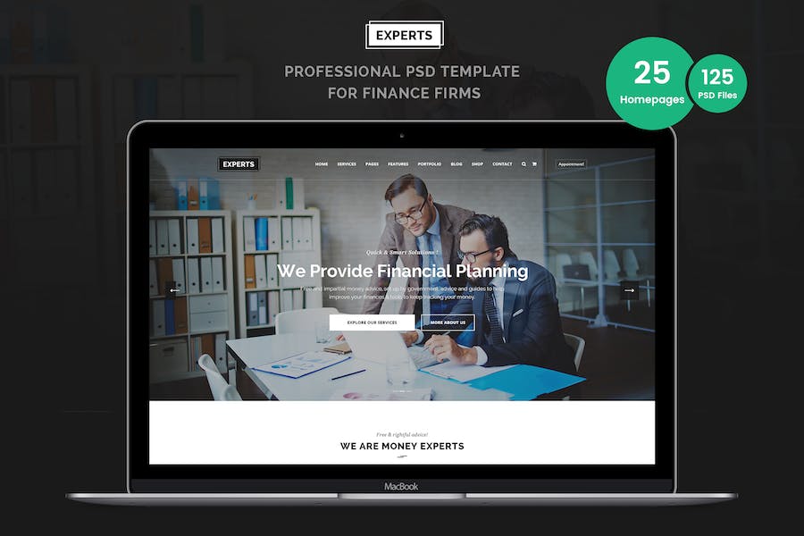 Premium Experts – Business and Finance PSD Template  Free Download