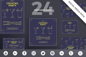 Banner image of Premium Cocktail Party Social Media Pack Template  Free Download
