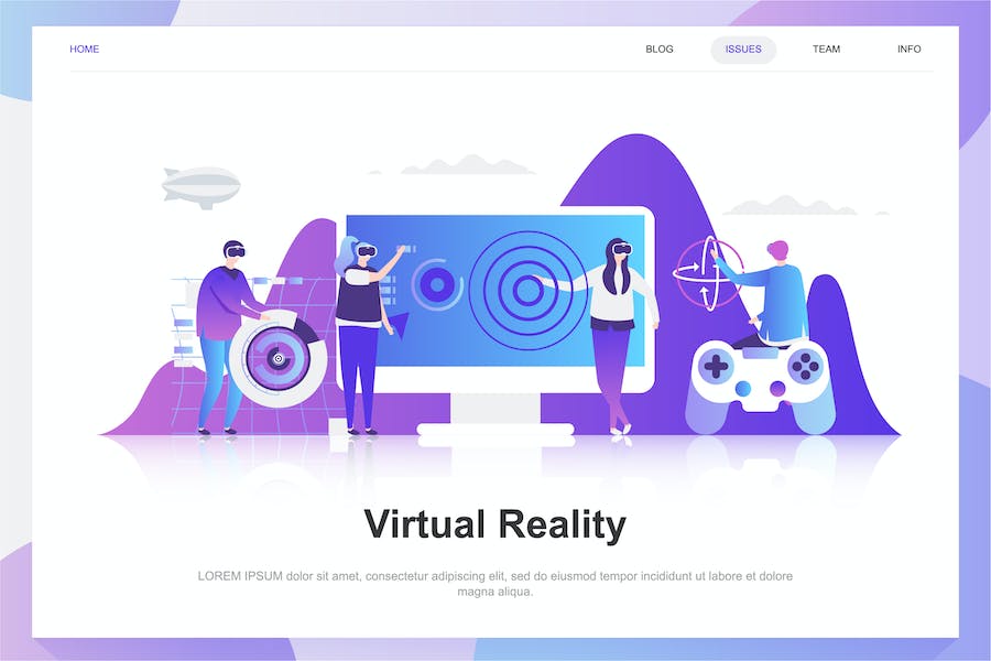Premium Virtual Augmented Reality Flat Concept  Free Download
