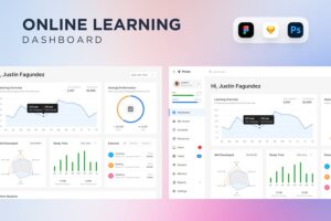 Banner image of Premium Online Learning Platform Dashboard UI Kit  Free Download
