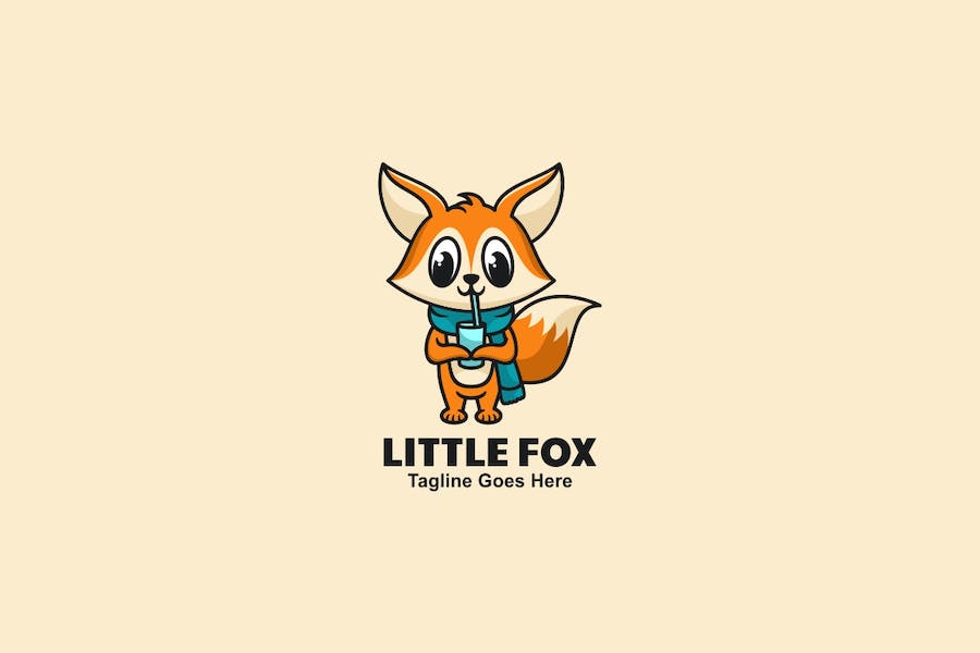 Premium Little Fox Mascot Cartoon Logo  Free Download