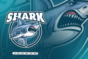 Banner image of Premium Shark Mascot Logo For Gaming and Sports Logo  Free Download
