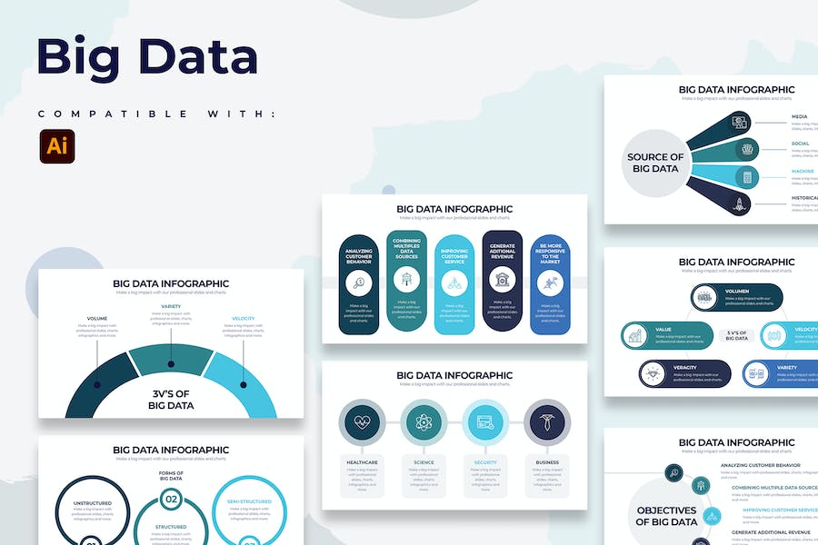 Premium Business Big Data Illustrator Infographics  Free Download