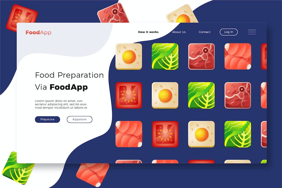 Premium FoodApp Banner Landing Page  Free Download