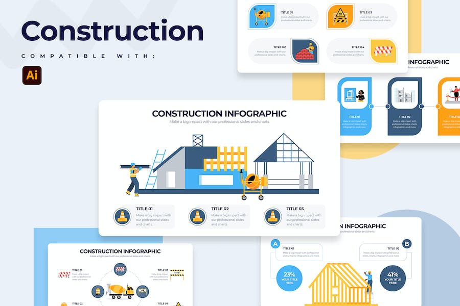 Premium Business Construction Illustrator Infographics  Free Download