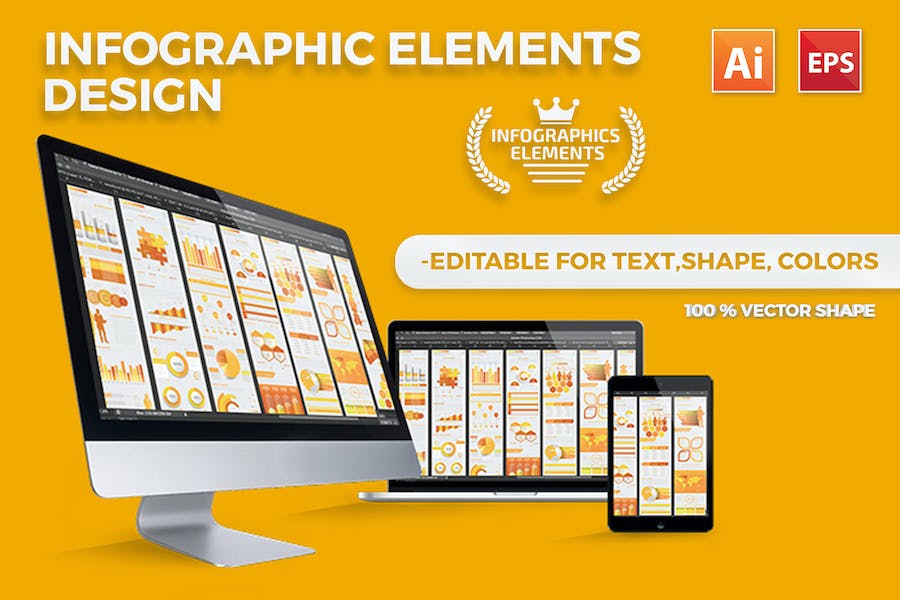 Premium Yellow Infographics  Free Download