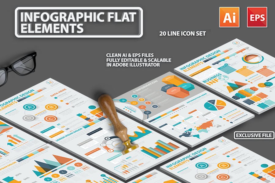 Premium Infographic Flat Elements Design  Free Download