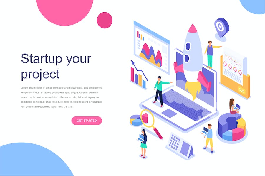 Premium Startup Your Project Isometric Concept  Free Download