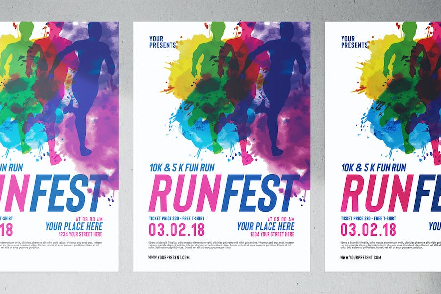 Premium Color Run Festival Flyer  Free Download