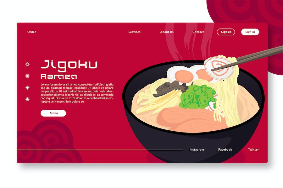 Premium Jigoku Ramen Web Header Vector Illustration  Free Download