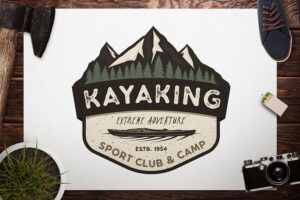 Banner image of Premium Kayak Retro Badge Camping Adventure Logo  Free Download