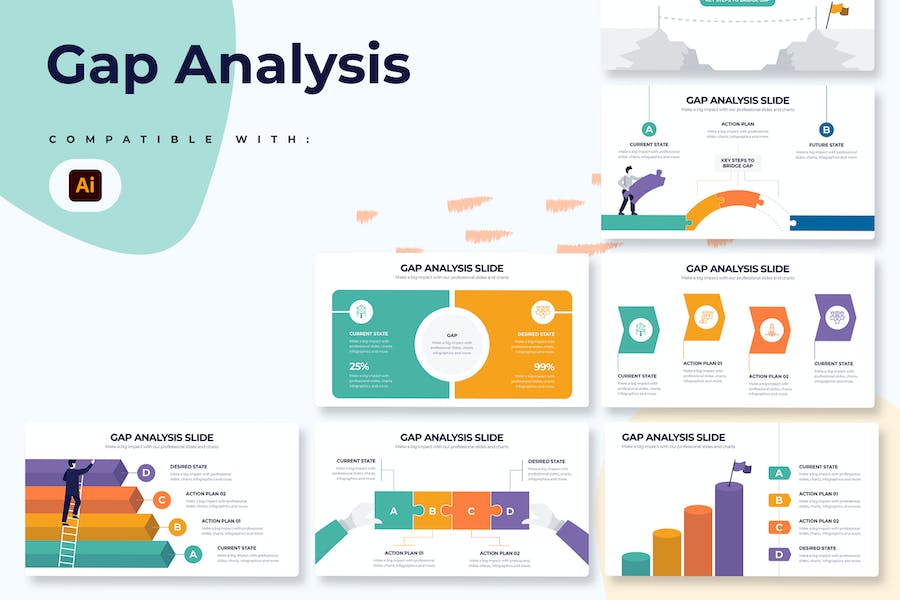 Premium Business Gap Analysis Illustrator Infographics  Free Download