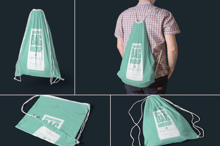 Premium 4 Drawstring Bag Mockups  Free Download