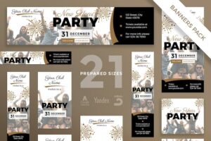 Banner image of Premium New Year Party Banner Pack Template  Free Download