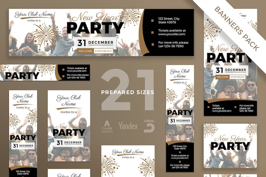Premium New Year Party Banner Pack Template  Free Download