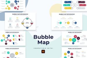 Banner image of Premium Business Bubble Map Illustrator Infographics  Free Download