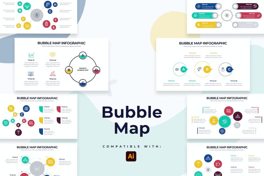 Premium Business Bubble Map Illustrator Infographics  Free Download