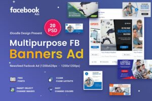 Banner image of Premium Multipurpose Facebook Banner Ads - 20 PSD  Free Download
