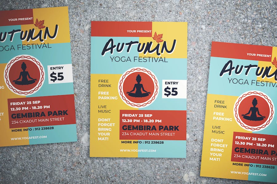 Premium Autumn Yoga Fest Flyer  Free Download