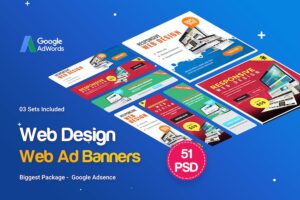 Banner image of Premium Web Design Banner Ads (51 PSD | 03 Sets)  Free Download