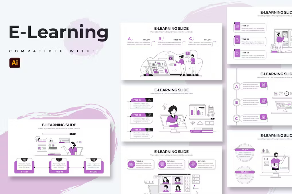 Premium Education & E-learning Illustrator Infographics  Free Download