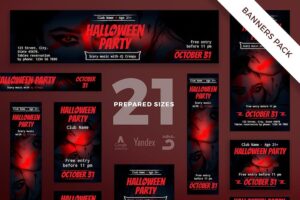 Banner image of Premium Halloween Party Banner Pack Template  Free Download