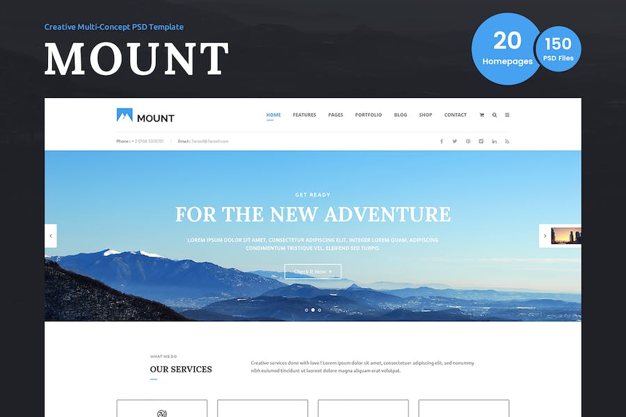 Premium Mount – Multi-Purpose Business PSD Template  Free Download