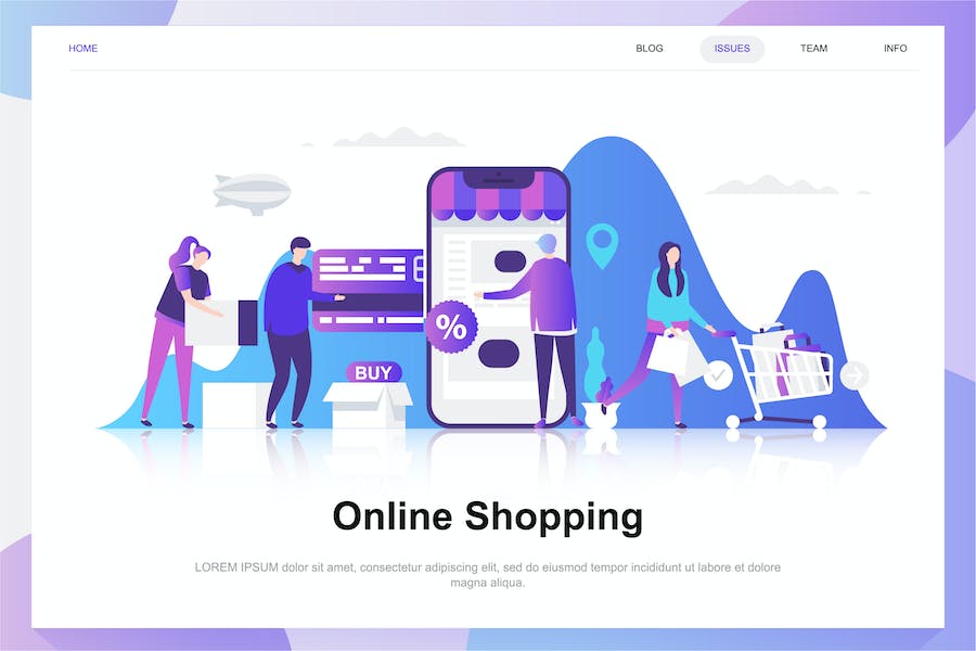 Premium Online Shopping Flat Concept  Free Download