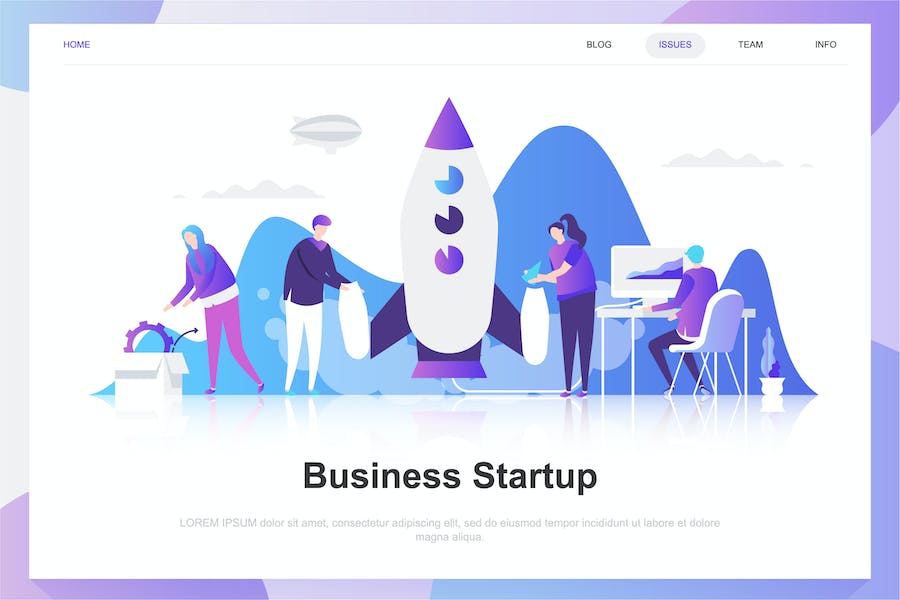 Premium Business Startup Flat Concept  Free Download