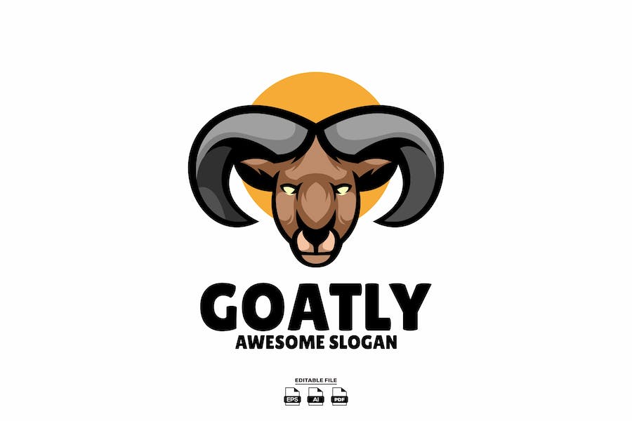 Premium Goat Head Mascot Logo Design  Free Download