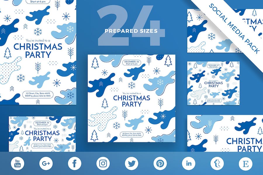 Premium Christmas Party Social Media Pack Template  Free Download