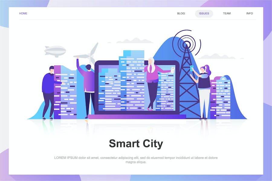 Premium Smart City Flat Concept  Free Download