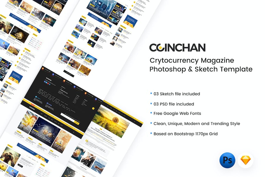 Premium CoinChan Crytocurrency Magazine Template  Free Download