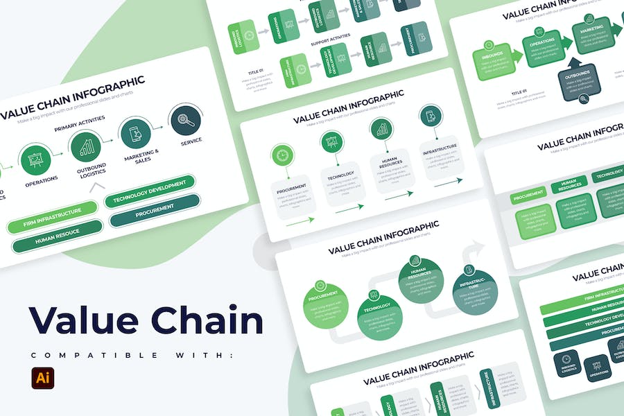 Premium Business Value Chain Illustrator Infographics  Free Download