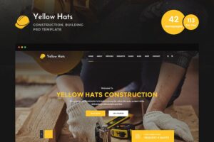 Banner image of Premium Yellow Hats Construction Business PSD Template  Free Download