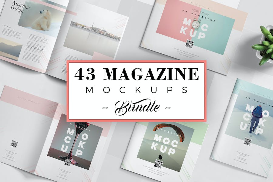 Premium 43 Magazine Mockups Bundle  Free Download