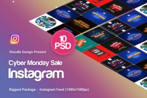 Banner image of Premium Cyber Monday Instagram Banners Ad - 10 PSD  Free Download