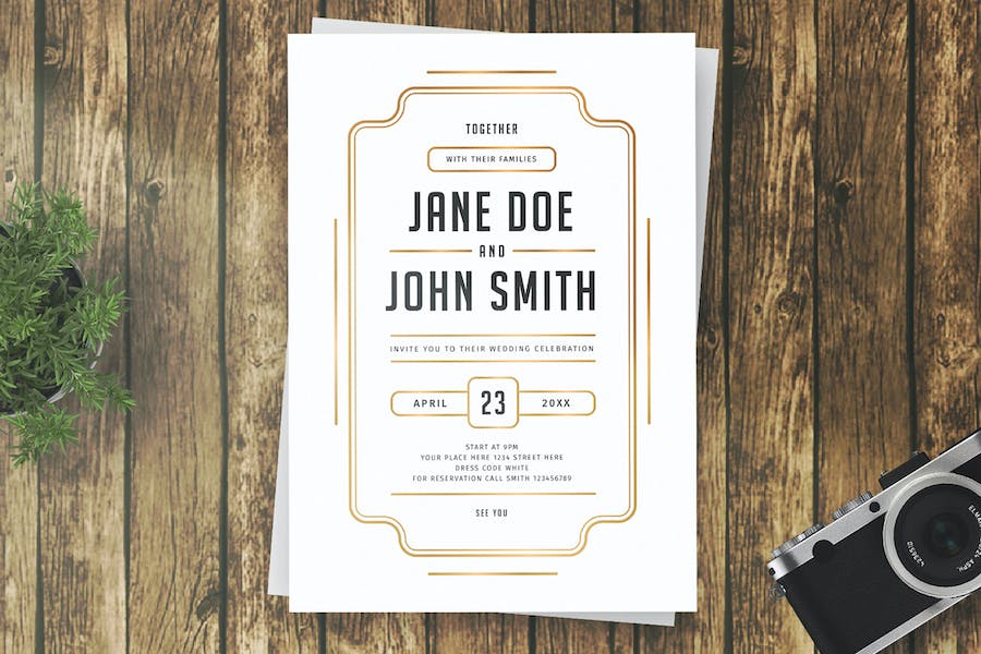 Premium Minimalist Wedding Invitation  Free Download