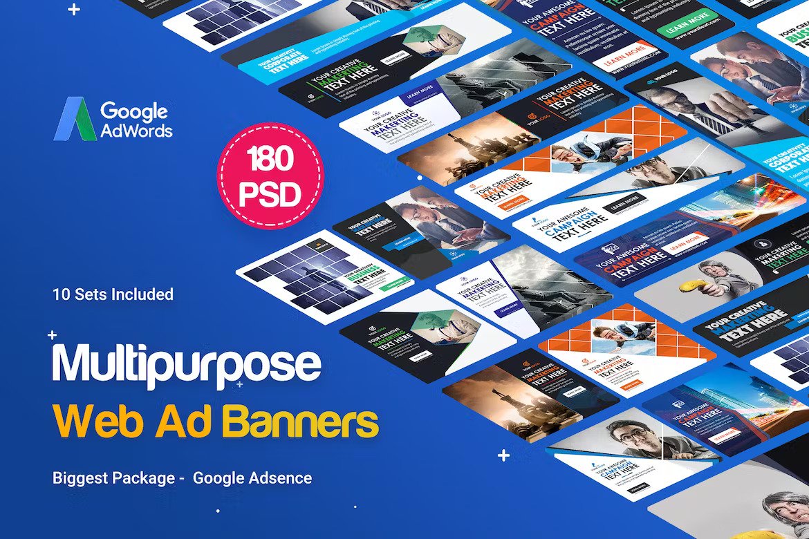 Premium Multipurpose Banners Ad â 180PSD â 10 Sets  Free Download