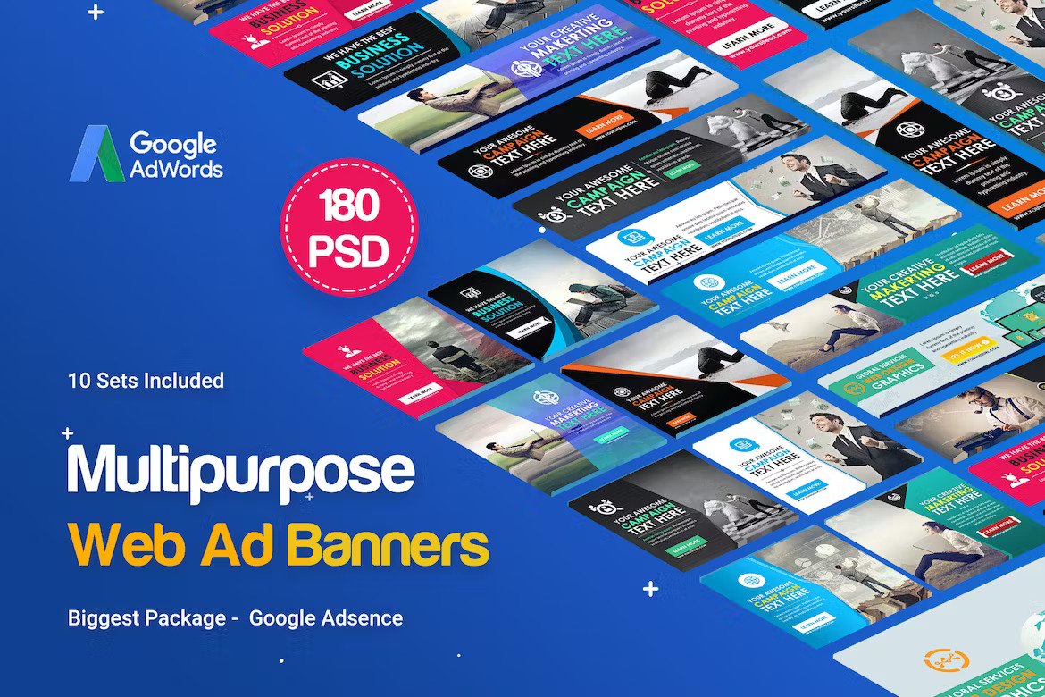 Premium Multipurpose Banners Ad – 180+ PSD 10 Sets  Free Download