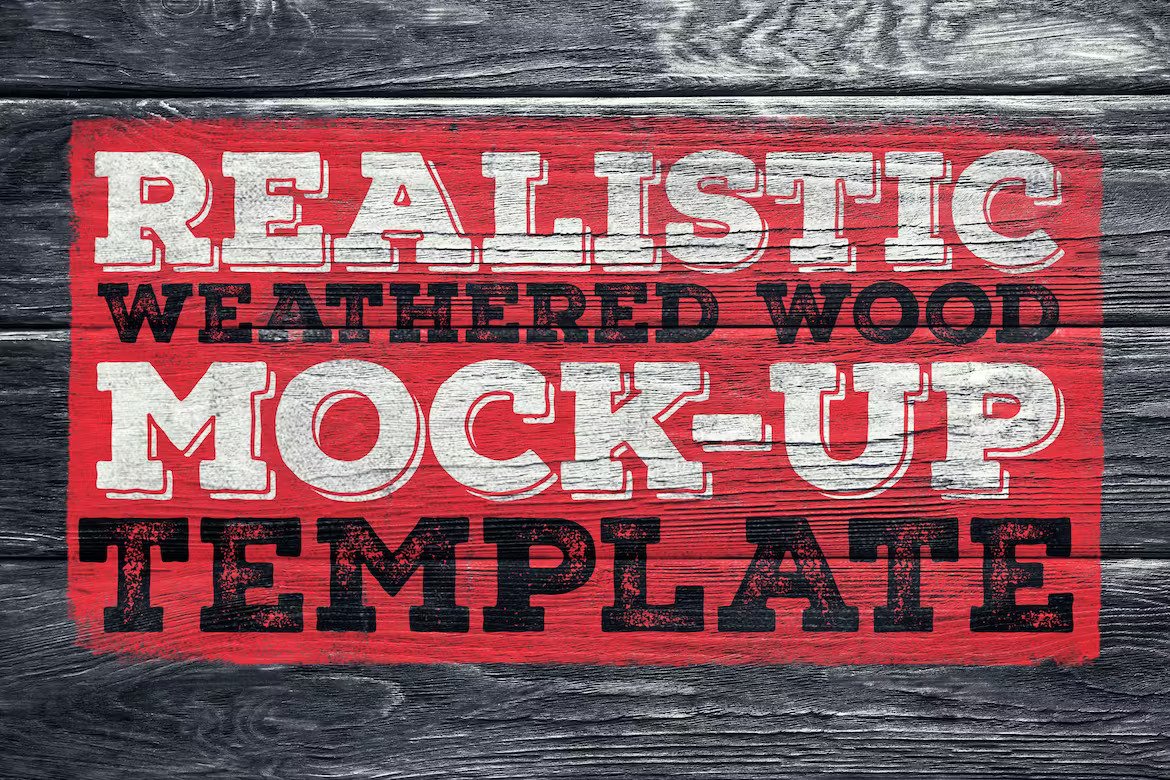 Premium Realistic Weathered Wood Mock Up  Free Download