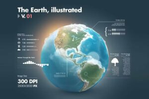 Premium Illustrations of the Earth with Infographics v1 Free Download