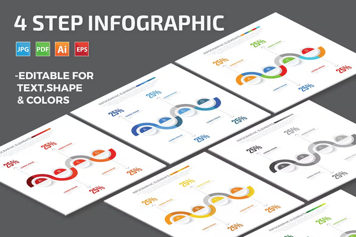 Premium 4 Step Infographic  Free Download